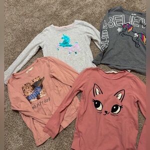 Girls Long Sleeve Tops Bundle (4) Size 6-8 Mixed Brands  EUC